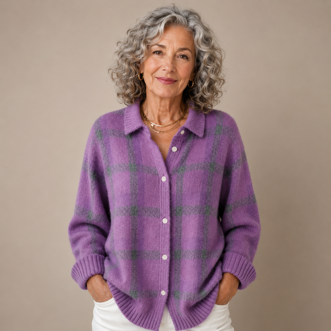 Rebecca™ | Relaxed Fit Checked Cardigan