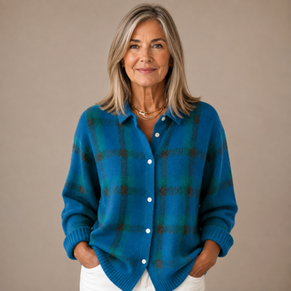 Kelsey™ | Brushed Knit Plaid Cardigan