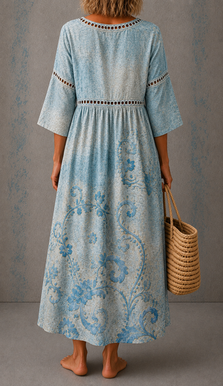 Celeste™ | Vintage Azure Maxi Dress