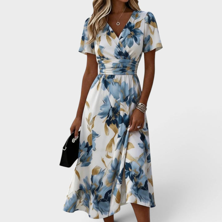 Clara™ | Blue Garden Wrap Dress