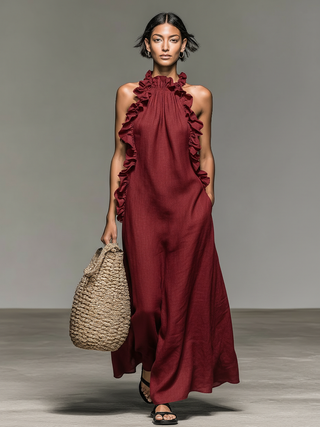 Valentina™ | Midnight Ruffle Maxi Dress