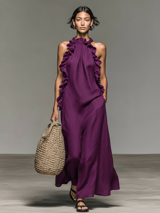 Valentina™ | Midnight Ruffle Maxi Dress