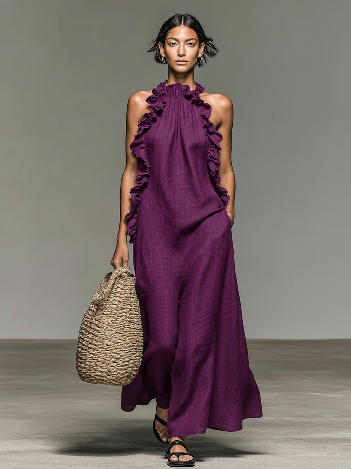 Valentina™ | Midnight Ruffle Maxi Dress
