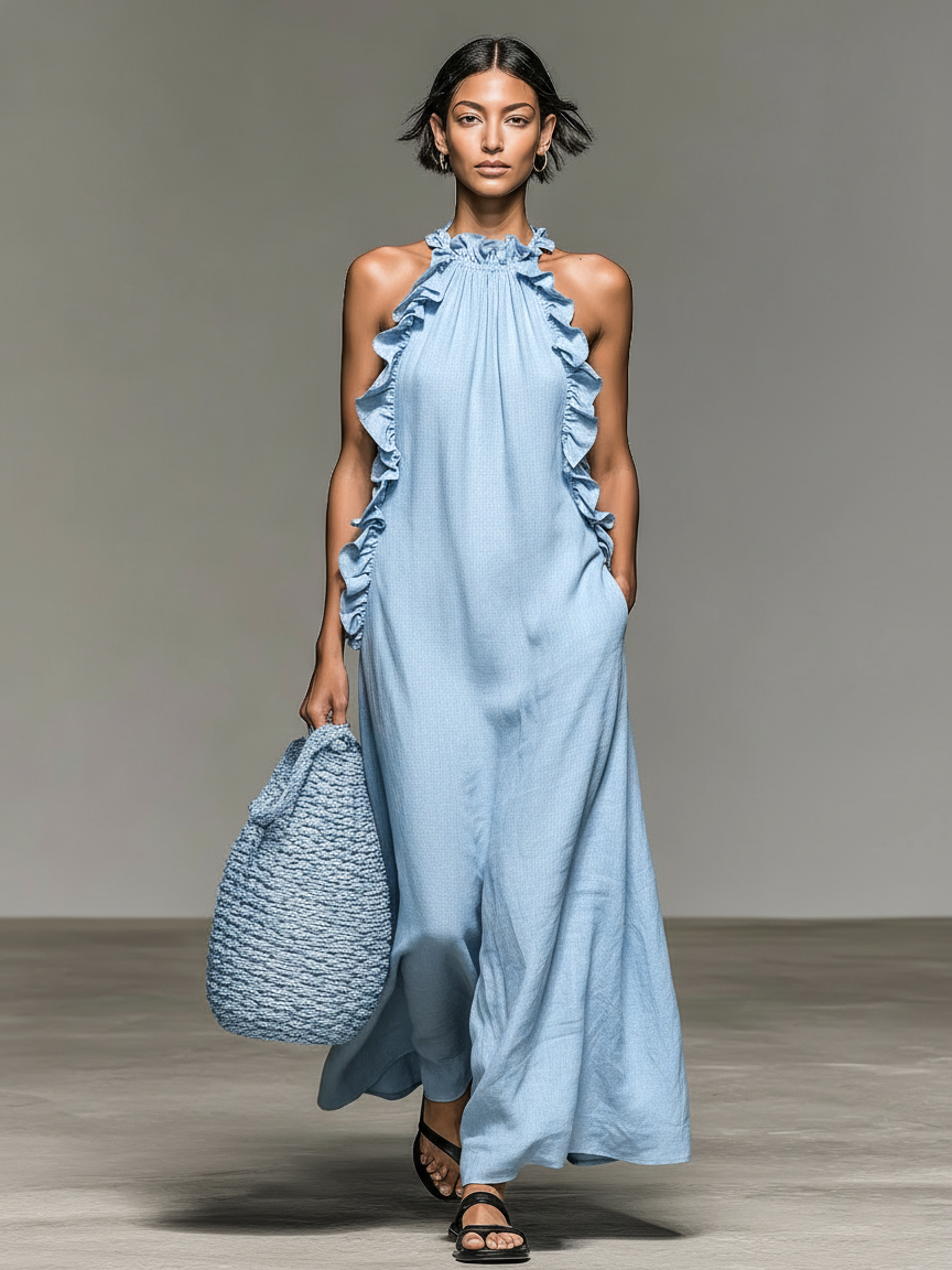 Valentina™ | Midnight Ruffle Maxi Dress