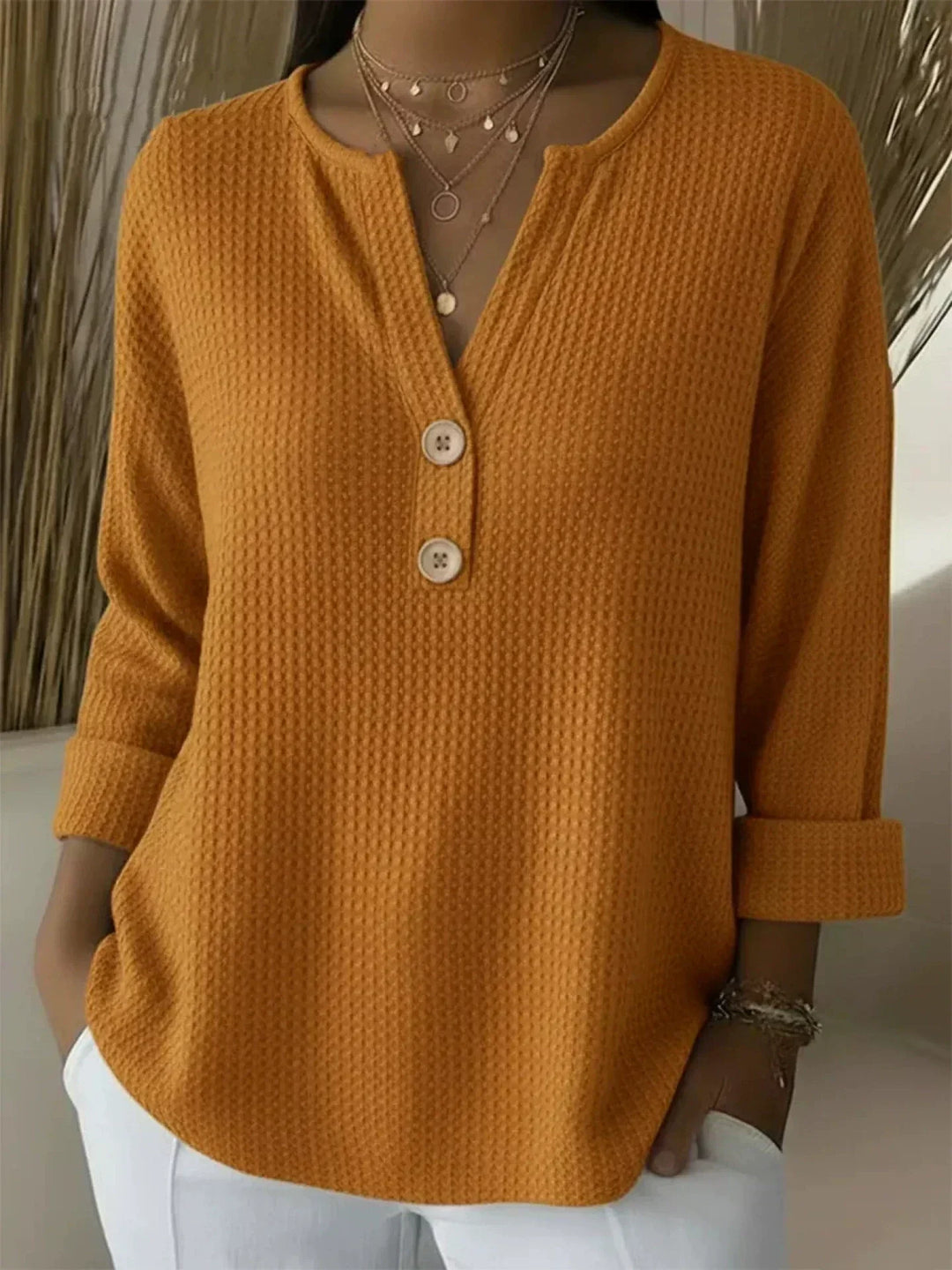 Marlowe™ | Textured Henley Autumn Sweater