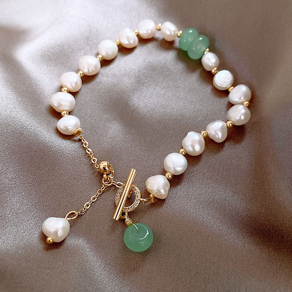 Teófila | Pulsera Perlas y Jade Sereno