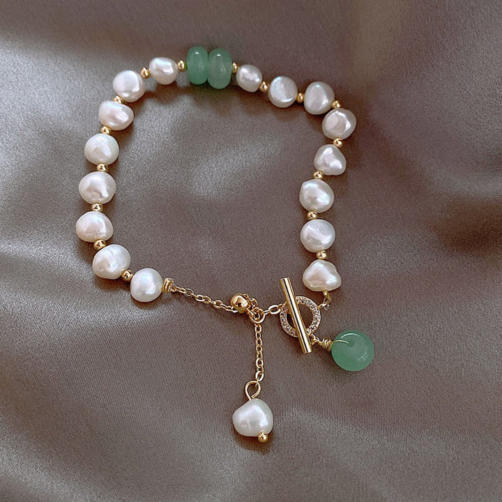 Teófila | Pulsera Perlas y Jade Sereno