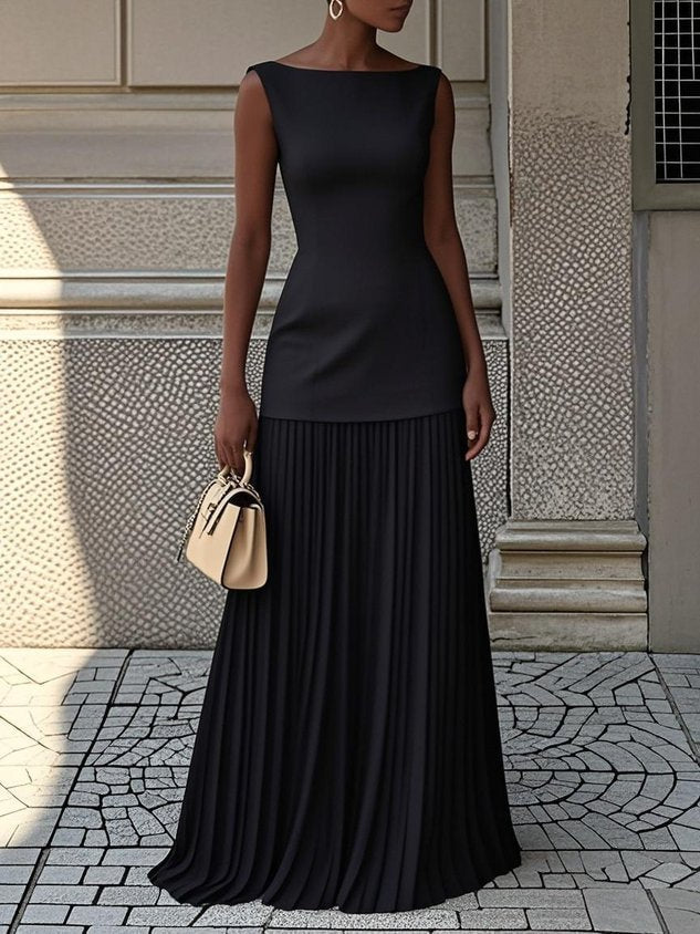 Vivienne™ | Ivory Pleated Elegance Dress