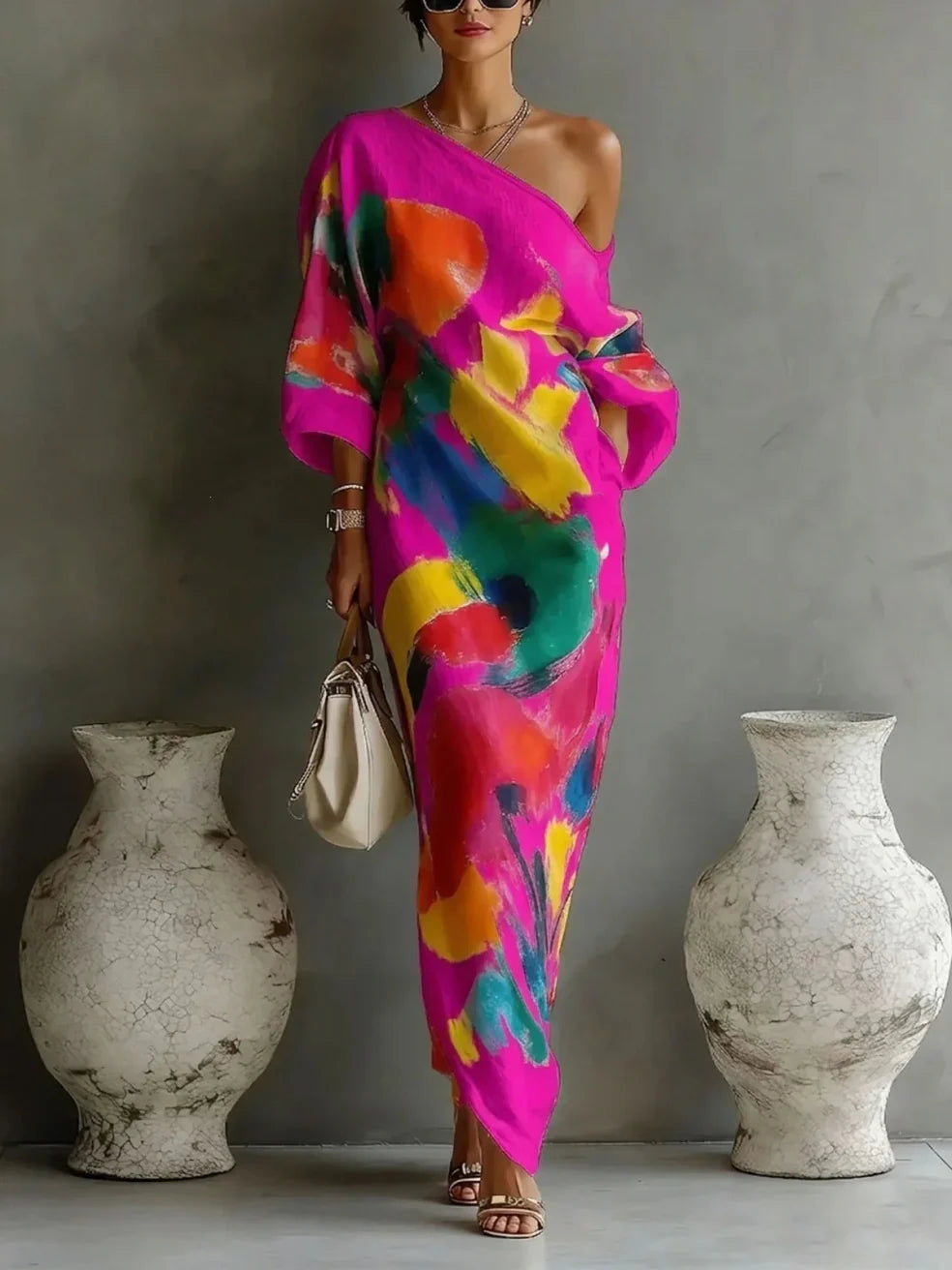 Valerie™ | Rainbow Brushstroke Maxi Dress