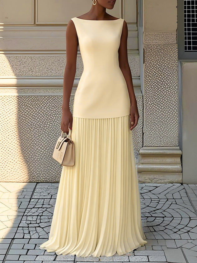 Vivienne™ | Ivory Pleated Elegance Dress