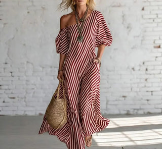 Rosalie™ | Blush Stripe Draped Dress