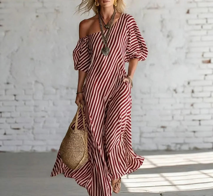 Rosalie™ | Blush Stripe Draped Dress