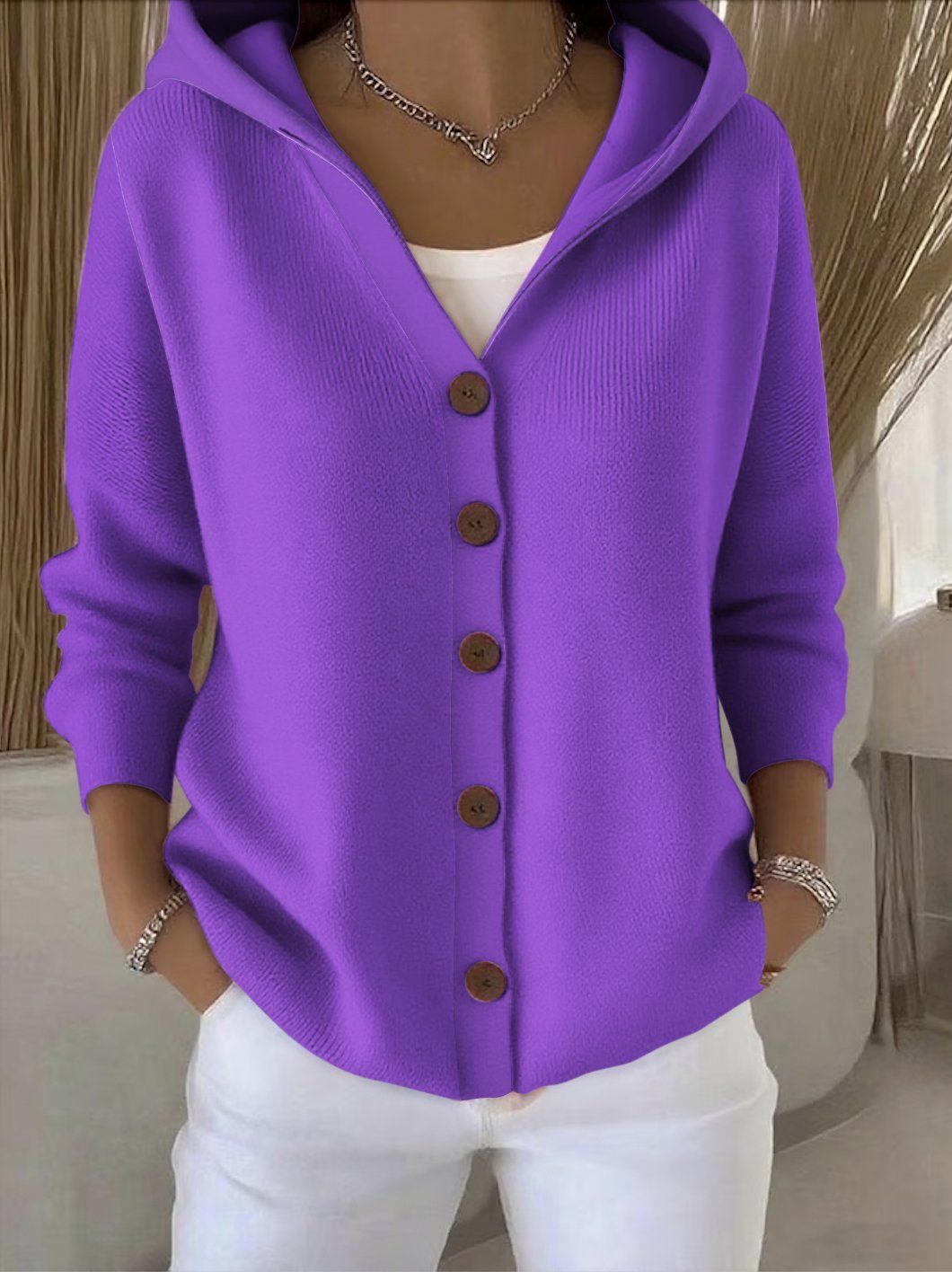 Penelope™ | Hooded Button Autumn Sweater