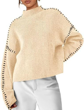 Onyx™ | Luxe Black Contrast Stitch Sweater