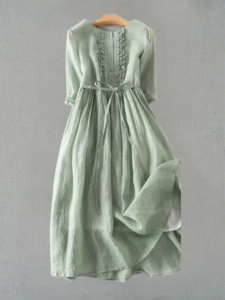 Sage™ | Ruffle Tie-Waist Midi Dress