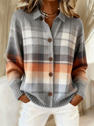 Dianne™ | Brushed Plaid Button Cardigan