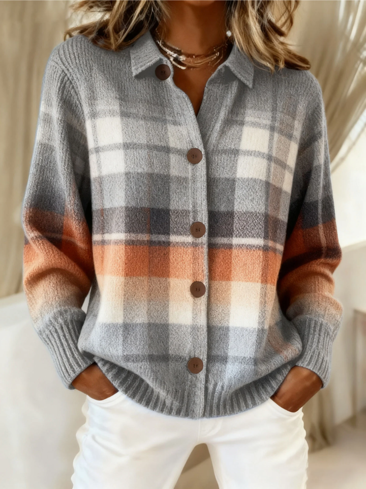 Dianne™ | Brushed Plaid Button Cardigan