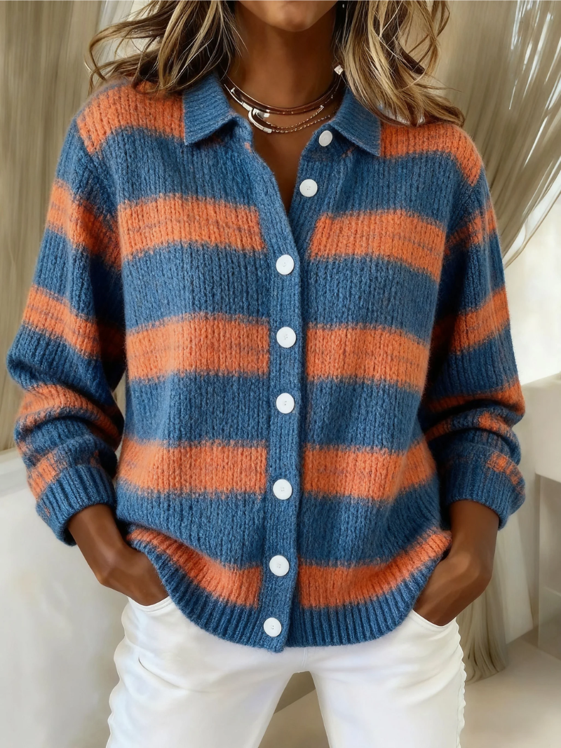 Sofhia™ | Striped Knit Button Cardigan
