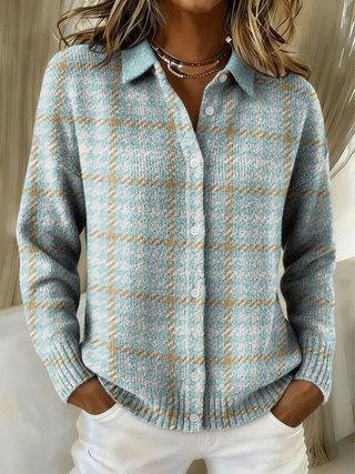 Miazure™ | Soft Plaid Knit Cardigan