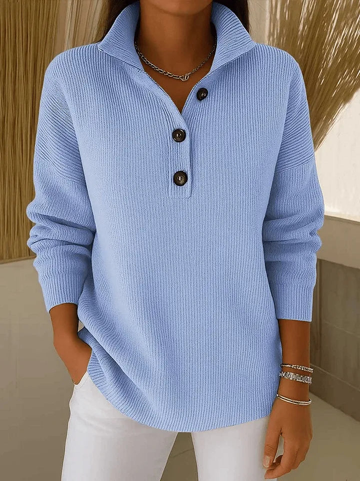Cordelia™ | Collared Henley Autumn Sweater
