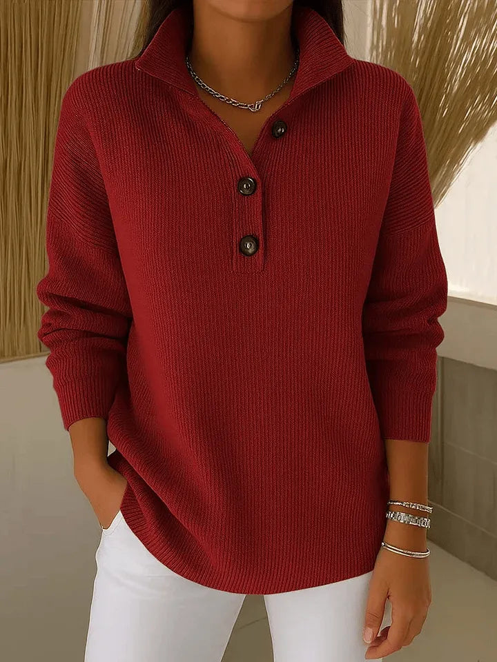 Cordelia™ | Collared Henley Autumn Sweater