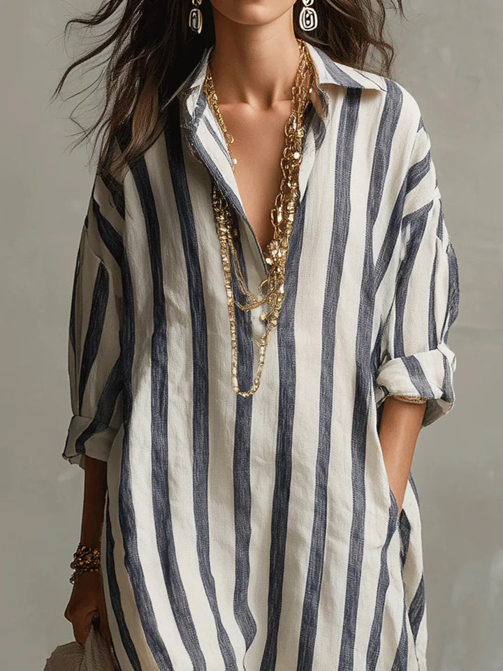 Isolde™ | Coastal Stripe Maxi Dress