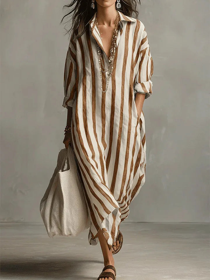 Isolde™ | Coastal Stripe Maxi Dress