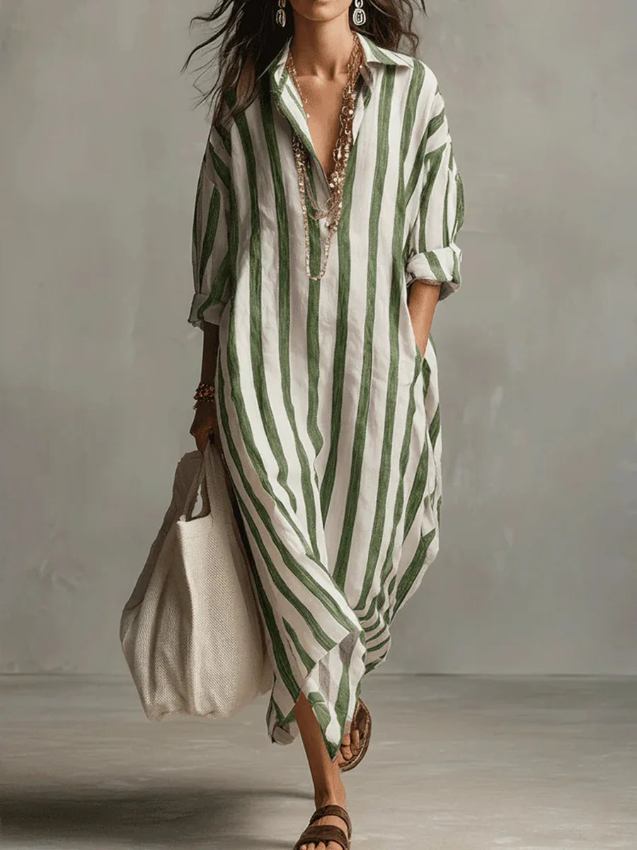Isolde™ | Coastal Stripe Maxi Dress