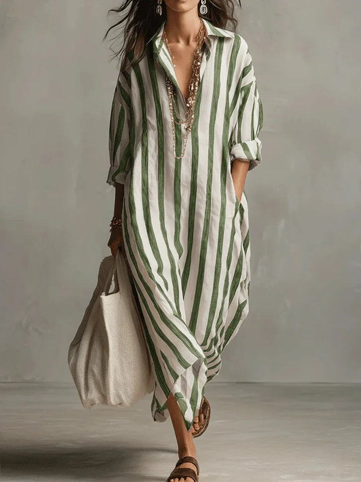 Isolde™ | Coastal Stripe Maxi Dress