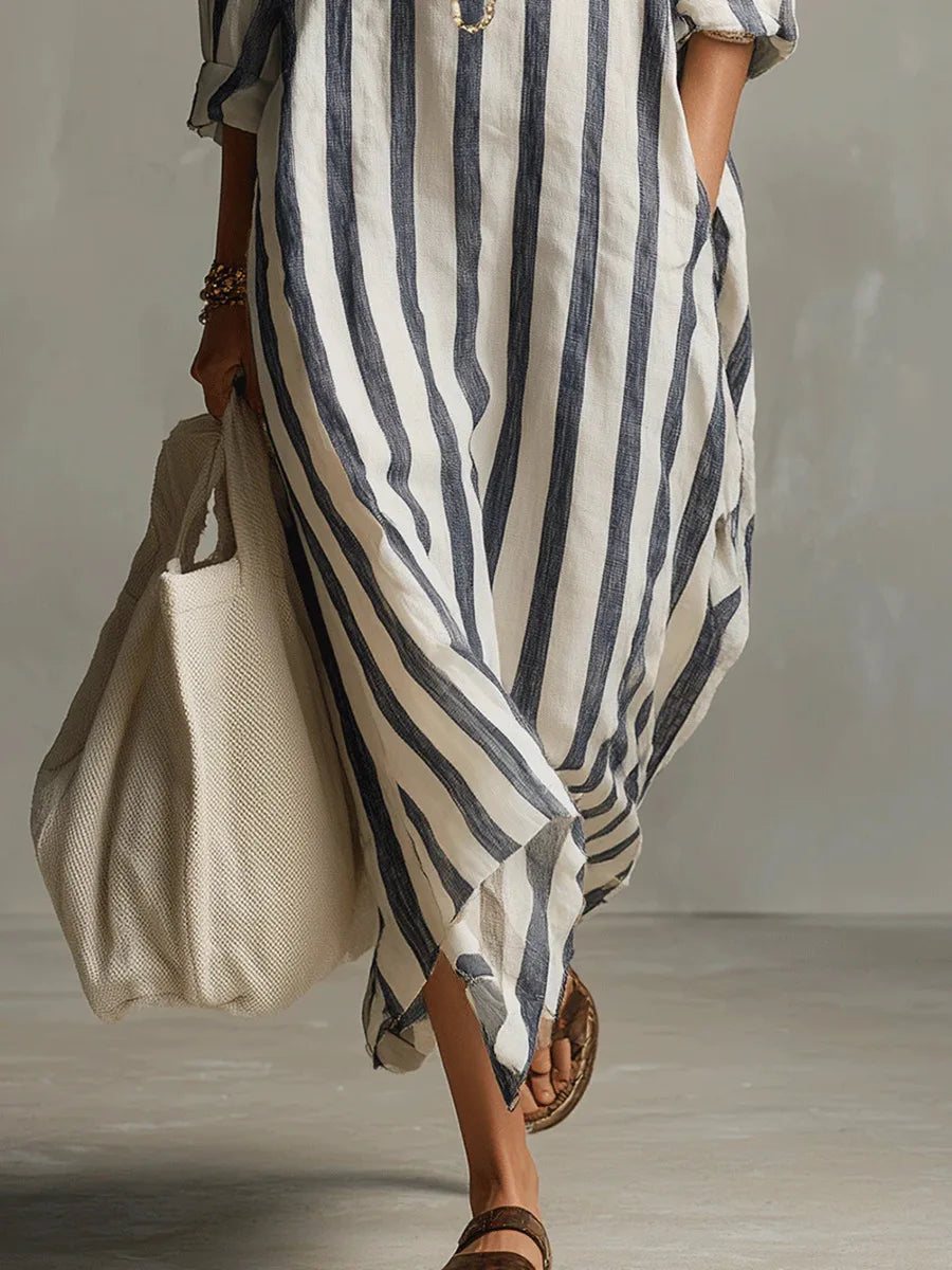 Isolde™ | Coastal Stripe Maxi Dress