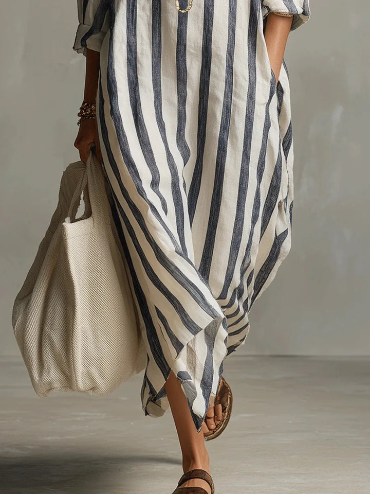 Isolde™ | Coastal Stripe Maxi Dress