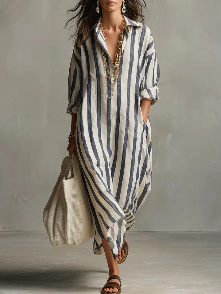 Isolde™ | Coastal Stripe Maxi Dress