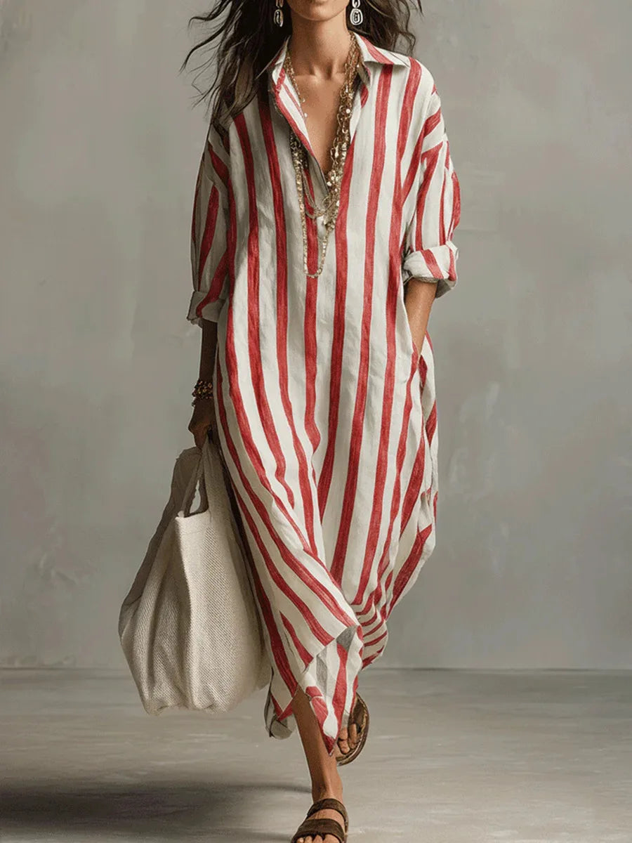 Isolde™ | Coastal Stripe Maxi Dress