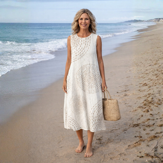 Isla | Textured Circle Sleeveless Midi Dress