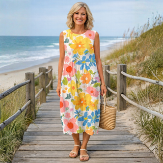 Elodie | Blooming Garden Sleeveless Midi Dress