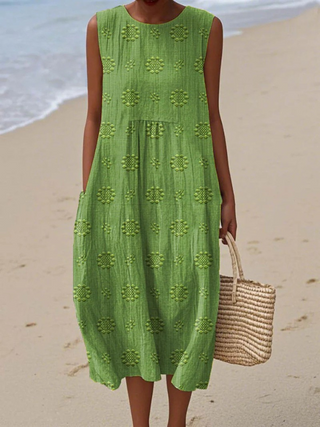 Elena | Whisper Blossom Sleeveless Midi Dress
