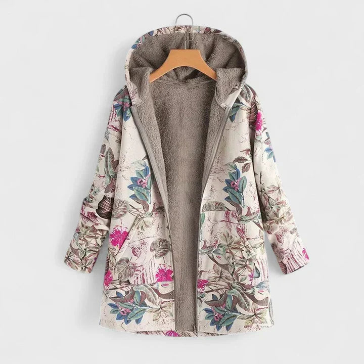 Elise™ | Botanical Sherpa-Lined Hooded Jacket