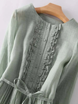 Sage™ | Ruffle Tie-Waist Midi Dress
