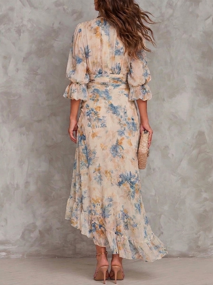 Cynthia™ | Watercolour Ruffle Midi Dress