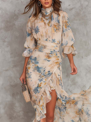 Cynthia™ | Watercolour Ruffle Midi Dress