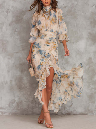Cynthia™ | Watercolour Ruffle Midi Dress
