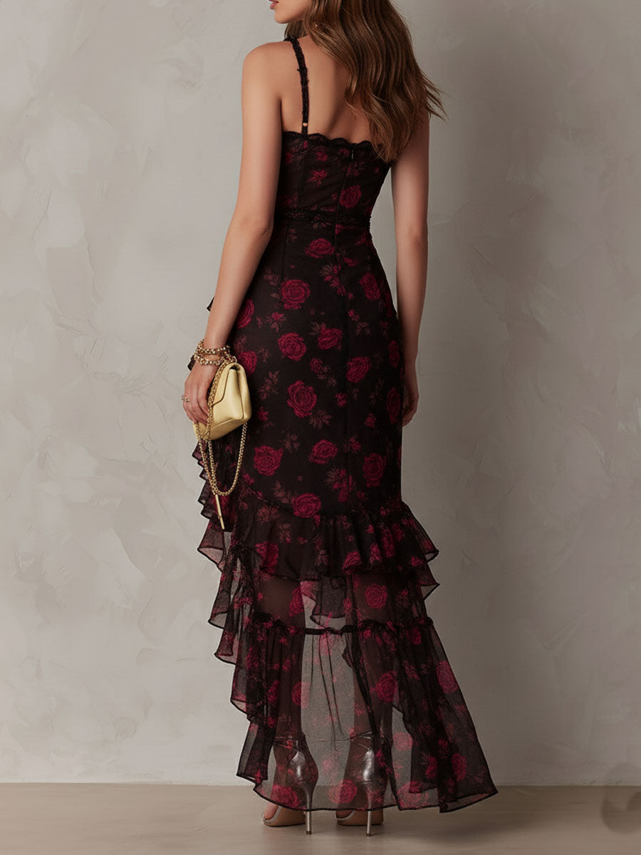 Vivienne™ | Midnight Rose Ruffle Dress