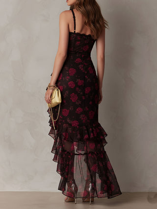 Vivienne™ | Midnight Rose Ruffle Dress