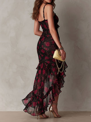 Vivienne™ | Midnight Rose Ruffle Dress