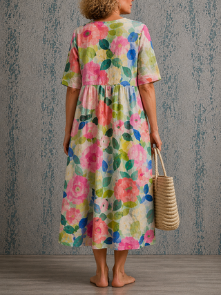 Seraphina™ | Watercolour Bloom Midi Dress