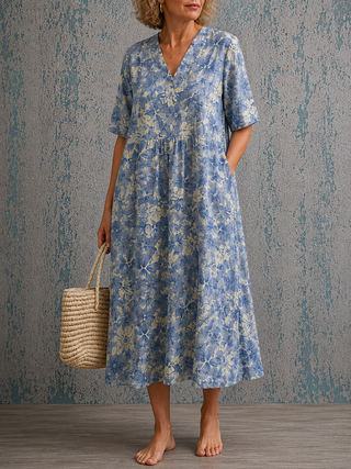 Isla™ | Blue Blossom Midi Dress