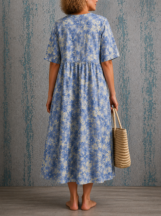 Isla™ | Blue Blossom Midi Dress
