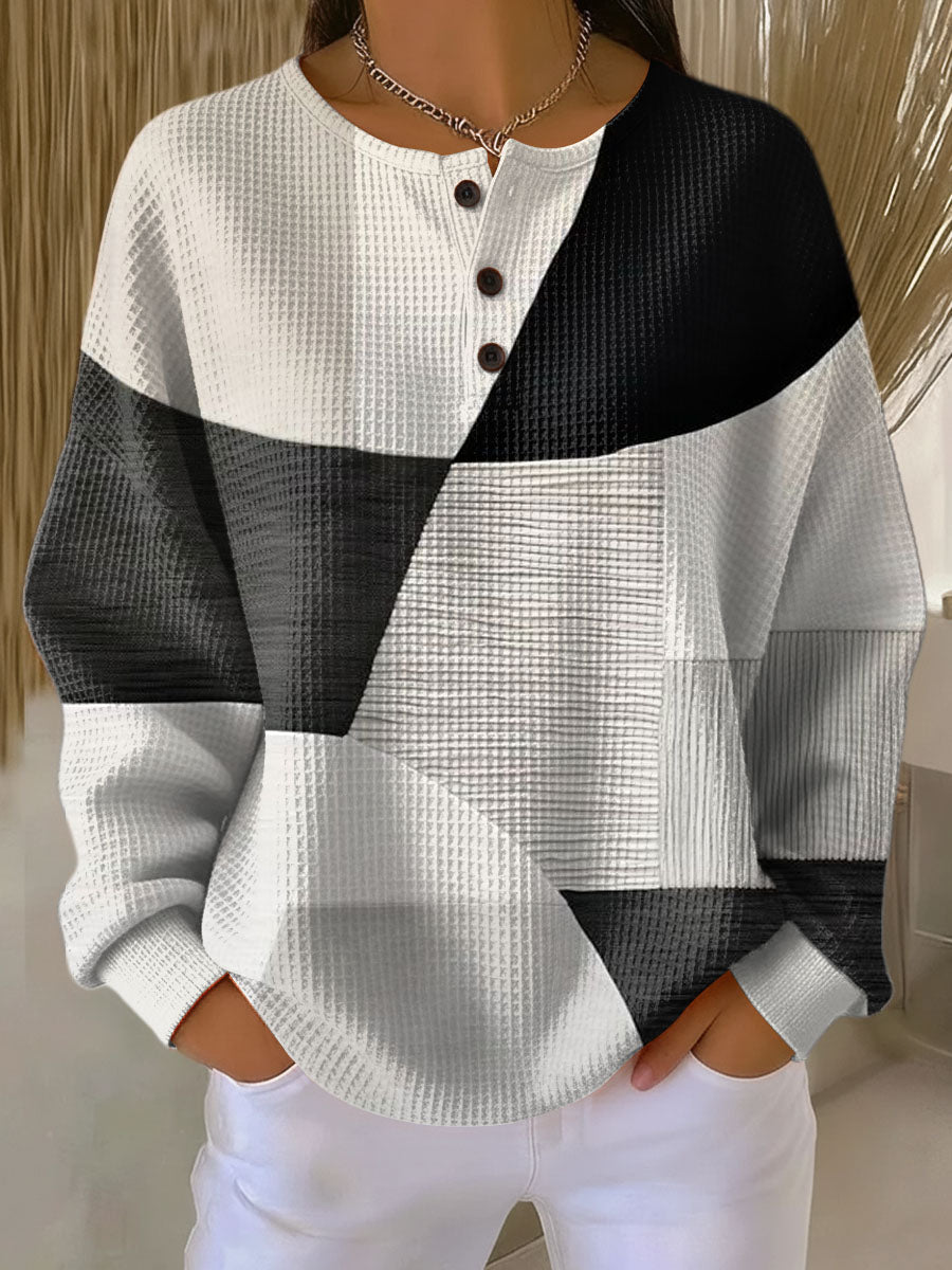 Verity™ | Patchwork Henley Autumn Sweater
