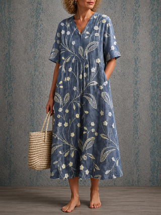 Elara™ | Botanical Breeze Midi Dress