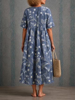 Elara™ | Botanical Breeze Midi Dress